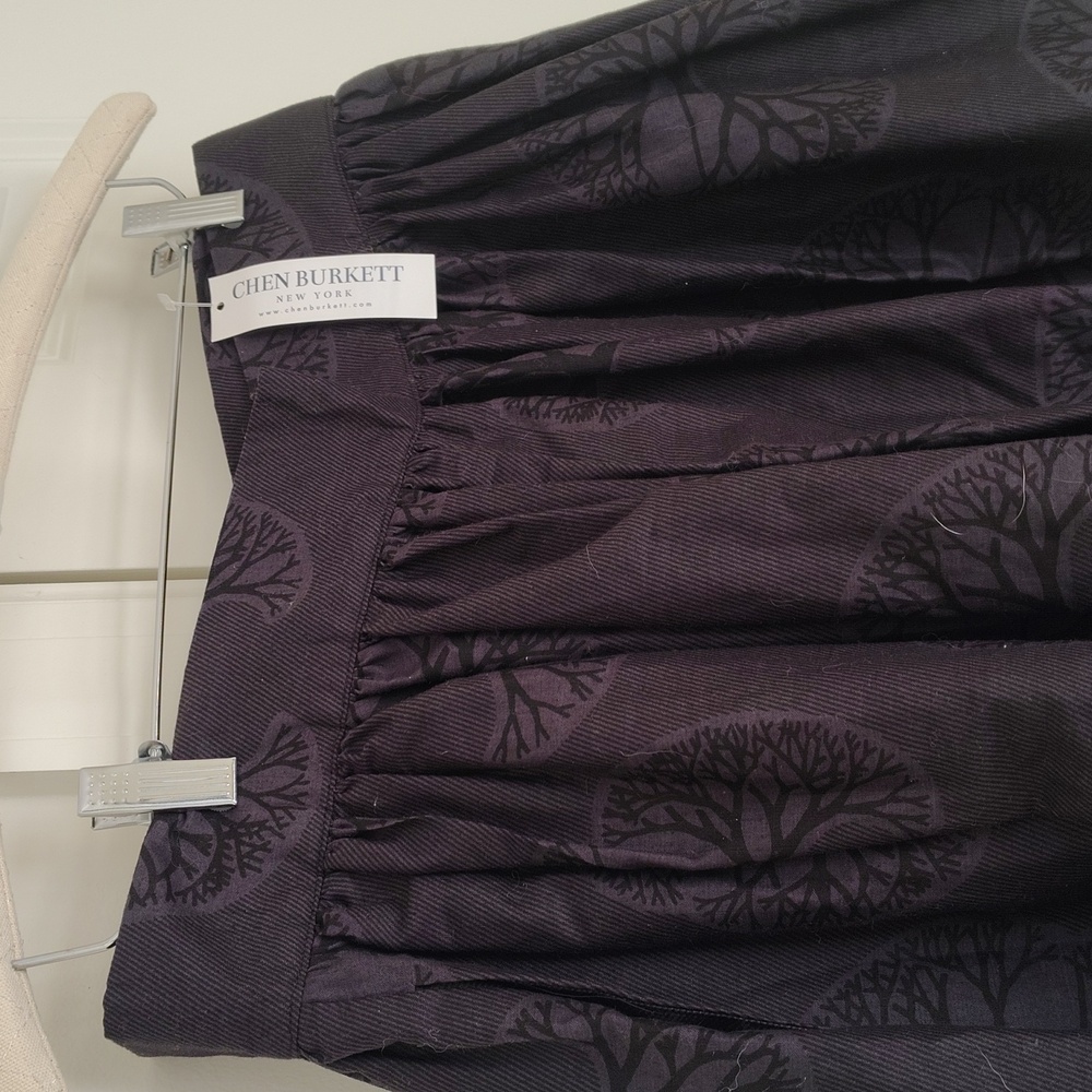 NWT Chen Burkett New York Black/Grey Tree Pattern Skirt‎ Size XL